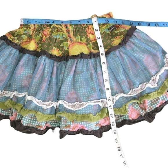 MATILDA JANE Skirt Girls Size 10 Green Multicolor Ruffle - Picture 3 of 10